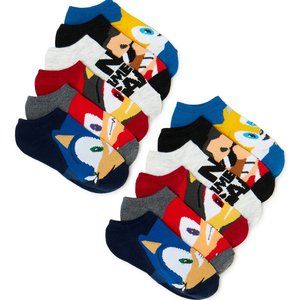Sonic the Hedgehog Boys No Show Socks 6 Pairs (4.5T-9Y)